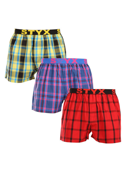 Styx Set de trei - pantaloni scurți bărbătești Styx bandă sportivă multicolori