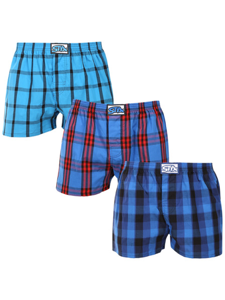 Styx Set de trei pantaloni scurți bărbătești Styx cu elastic clasic multicolori