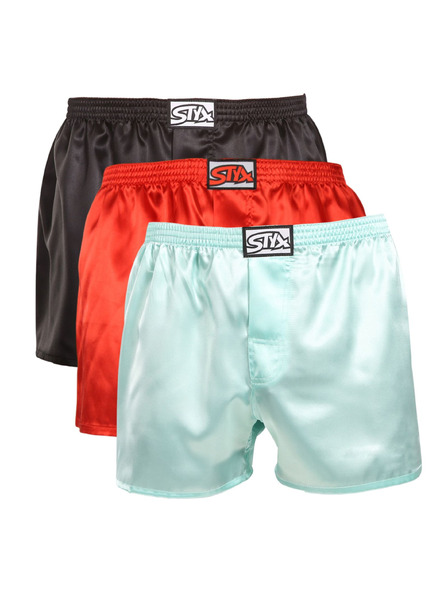 Styx Set de trei - pantaloni scurți bărbătești Styx bandă clasică satin multicolori