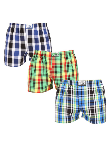 Styx Set de trei pantaloni scurți bărbătești Styx cu elastic clasic multicolori