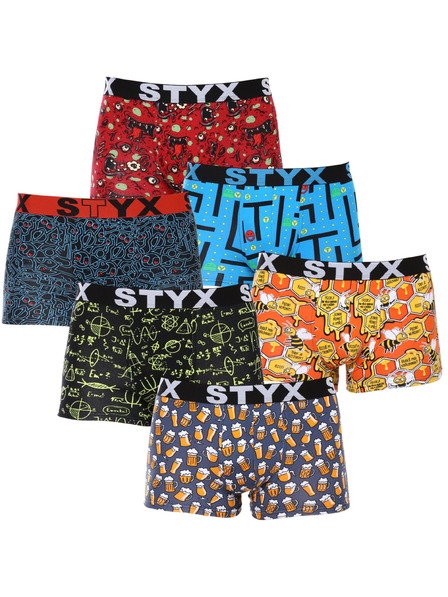 Styx Set de șase - boxeri bărbătești Styx art bandă sportivă multicolor