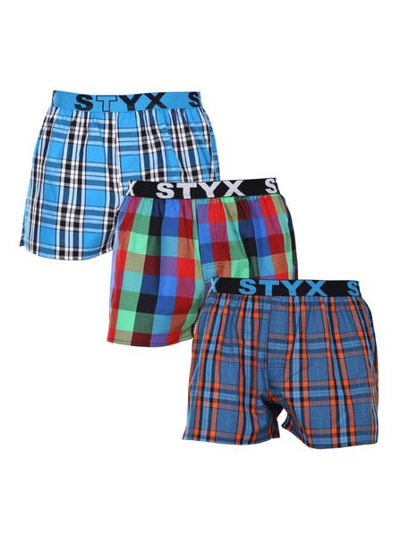 Styx Set de trei - pantaloni scurți bărbătești Styx bandă sportivă multicolori