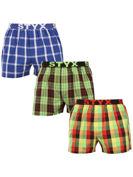 Styx Set de trei - pantaloni scurți bărbătești Styx bandă sportivă multicolori