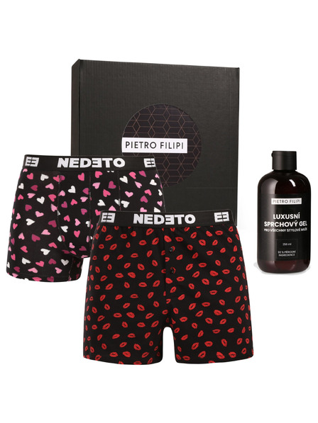 Nedeto Set cadou pentru bărbați slip și boxeri Nedeto și gel de duș Pietro Filipi (3NPGBP1L/1)