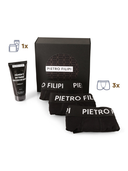 Pietro Filipi Set cadou pentru bărbați Set de trei - boxeri și deodorant pentru zone intime Pietro Filipi