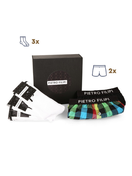 Pietro Filipi Set cadou pentru bărbați Set de doi - boxeri și 3PACK șosete sportive albe Pietro Filipi