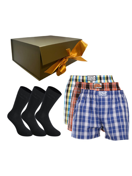Styx Set cadou pentru bărbați Set de trei - boxeri și Set de trei - șosete din bambus Styx