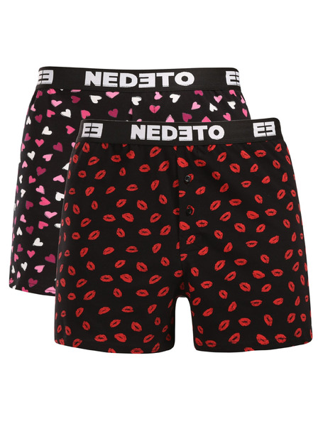 Nedeto Set de doi - boxeri pentru bărbați Nedeto Kiss and Hearts multicolori