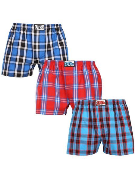 Styx Set de trei pantaloni scurți bărbătești Styx cu elastic clasic multicolori
