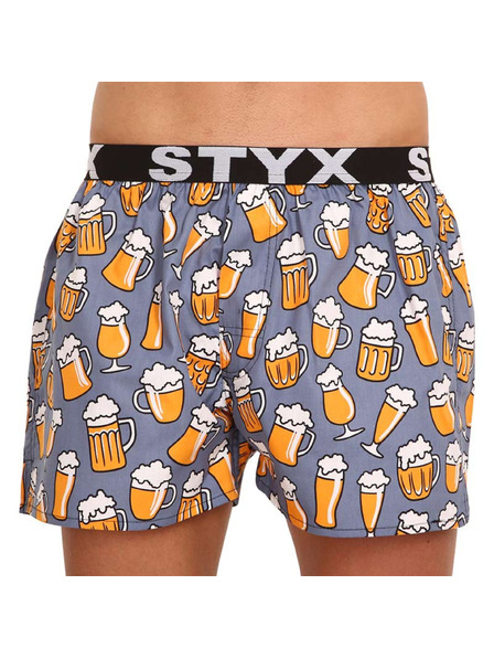 Styx Pantaloni scurți gri și galbeni cu elastic sport Styx art Beer