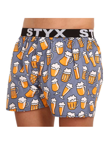 Styx Pantaloni scurți gri și galbeni cu elastic sport Styx art Beer