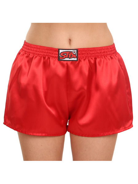 Styx Pantaloni scurți de somn din satin roșii pentru femei Styx