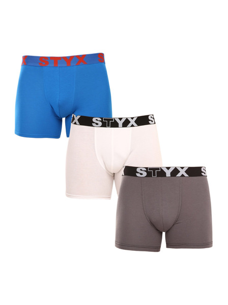 Styx Set de trei boxeri pentru bărbați în alb, albastru și gri Styx