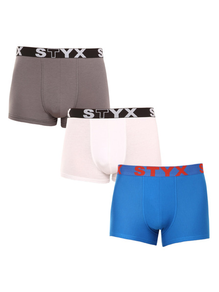 Styx Set de trei boxeri pentru bărbați în gri, alb și albastru Styx