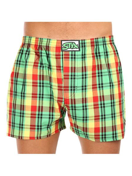 Styx Set de trei pantaloni scurți bărbătești cu carouri în verde deschis, albastru și roșu STYX