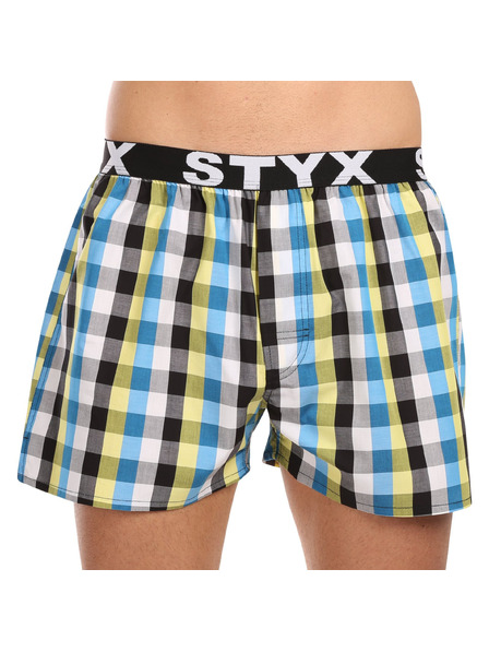 Styx Set de trei pantaloni scurți în carouri pentru bărbați, în albastru, verde și portocaliu STYX