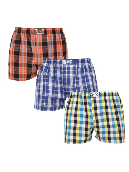 Styx Set de trei pantaloni scurți bărbătești Styx cu elastic clasic multicolori