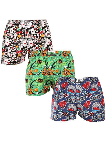 Styx Set de trei - pantaloni scurți bărbătești Styx art bandă clasică multicolori