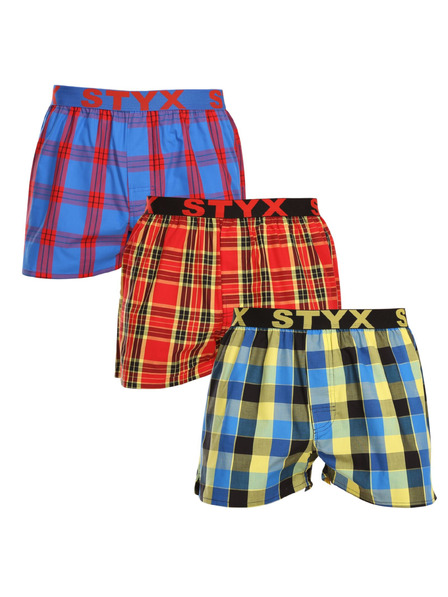 Styx Set de trei - pantaloni scurți bărbătești Styx bandă sportivă multicolori