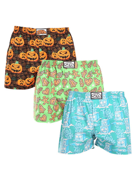 Styx Set de trei - pantaloni scurți bărbătești Styx art bandă clasică multicolori