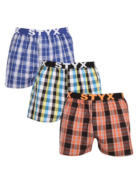 Styx Set de trei - pantaloni scurți bărbătești Styx bandă sportivă multicolori