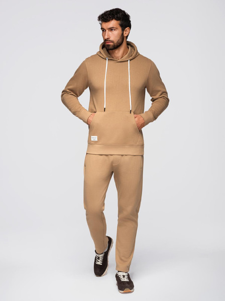 Ombre Clothing Trening pentru bărbați bluză + pantaloni regular fit - cămilă V2 Z120 Ombre Clothing