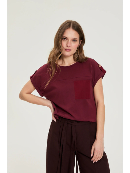 Moodo Tricou cu buzunar burgundia Moodo