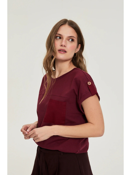 Moodo Tricou cu buzunar burgundia Moodo