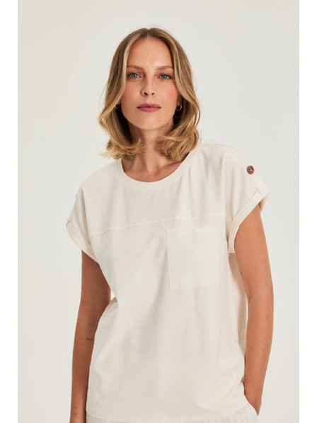 Moodo Tricou cu buzunar crem Moodo
