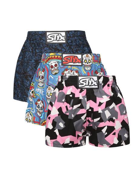 Styx Set trei - boxeri copii Styx art bandă clasică multicolori