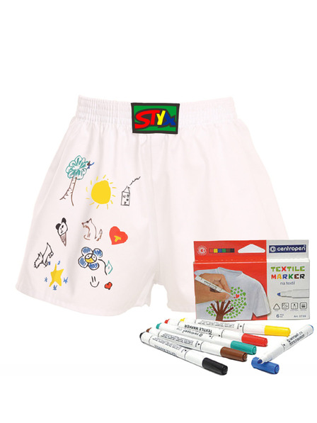 Styx Chiloti copii Styx elastic clasic albi + markere pentru textil