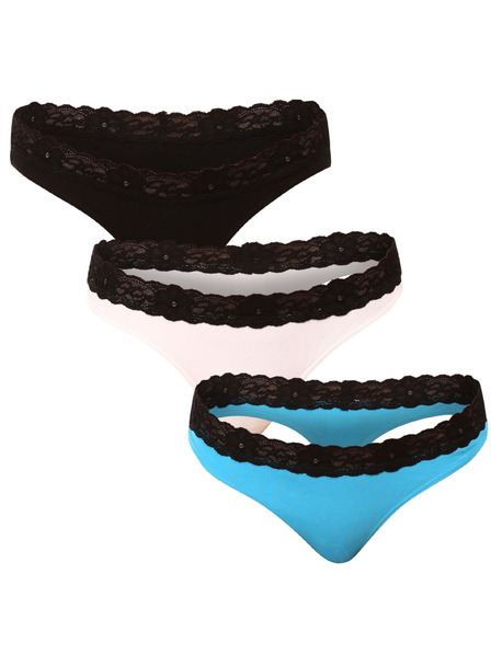 Styx Set de trei - tange pentru femei Styx cu dantelă multicolor