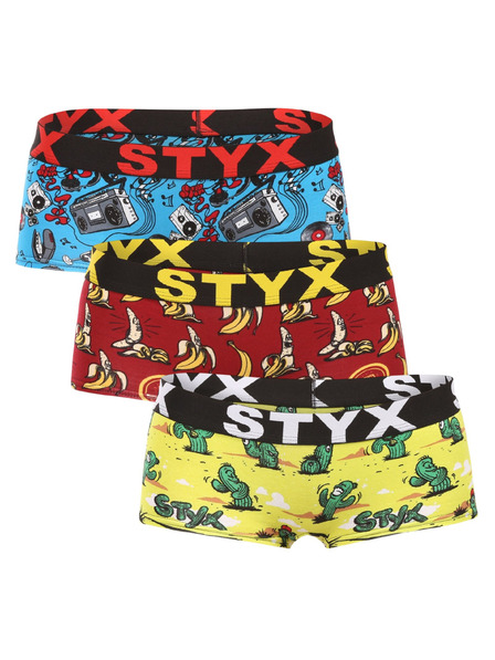 Styx Set de trei - chiloți de damă Styx art cu picior multicolor