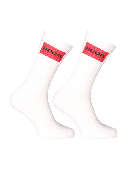 HUGO Set de două - șosete Hugo înalte albe