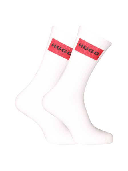 HUGO Set de două - șosete Hugo înalte albe