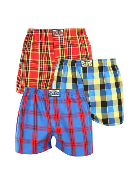 Styx Set de trei pantaloni scurți bărbătești Styx cu elastic clasic multicolori