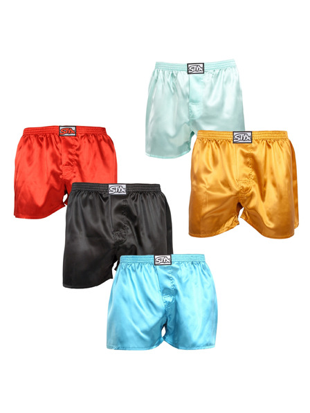 Styx Set de cinci - boxeri bărbați Styx elastic clasic satinat multicolor