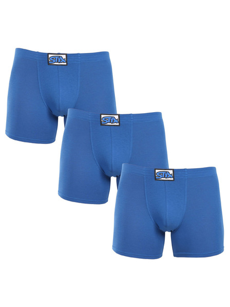 Styx Set de trei - boxeri bărbați Styx long elastic clasic albastri