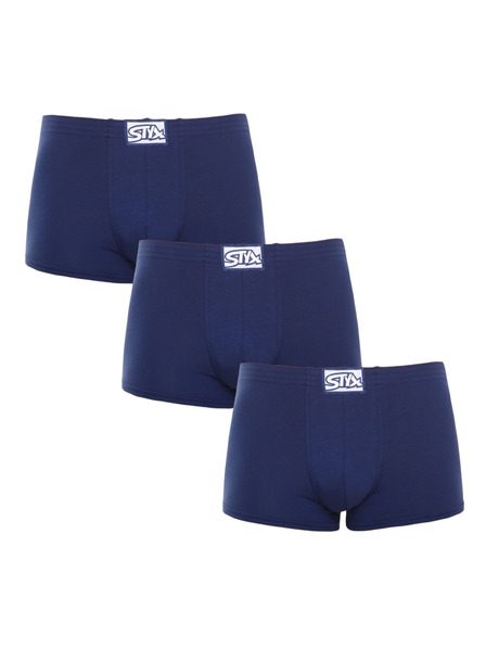 Styx Set de trei - boxeri bărbați Styx elastic clasic albastru închis