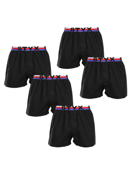 Styx Set de cinci - boxeri bărbați Styx elastic sport negru tricolor
