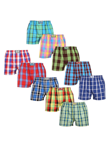 Styx Set de zece - boxeri bărbătești Styx clasic elastic multicolori