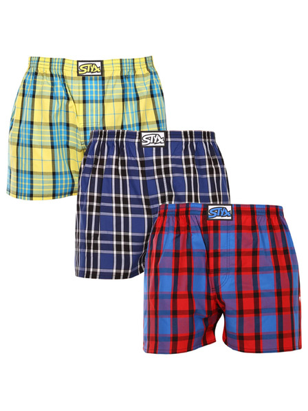 Styx Set de trei pantaloni scurți bărbătești Styx cu elastic clasic multicolori