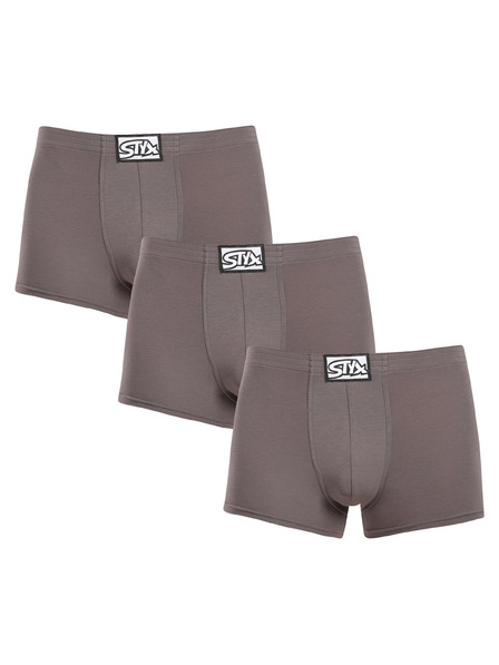 Styx Set de trei - boxeri bărbătești Styx clasic elastic gri închis