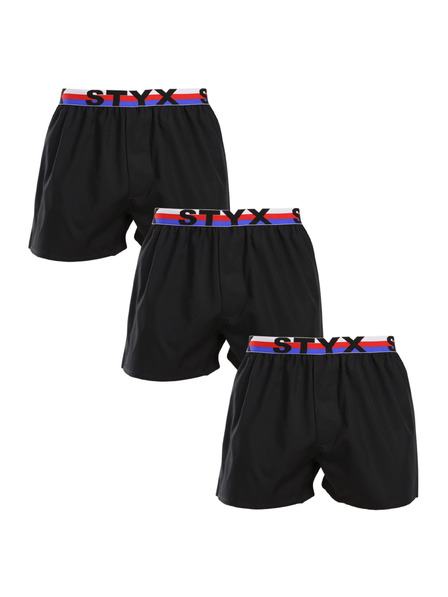 Styx Set de trei - boxeri bărbătești Styx elastic sport negri tricolor