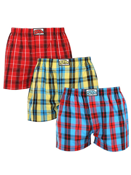 Styx Set de trei pantaloni scurți bărbătești Styx cu elastic clasic multicolori