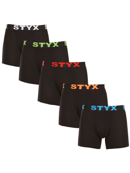 Styx Set de cinci - boxeri bărbătești Styx long bandă sportivă negru