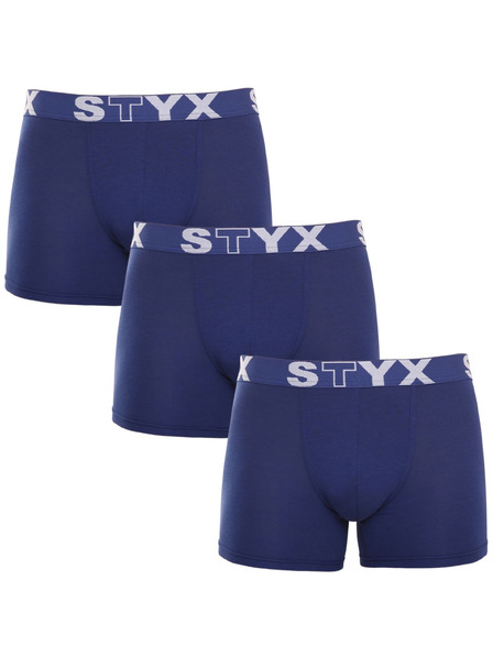 Styx Set de trei - boxeri bărbătești Styx long elastic sport albastru închis