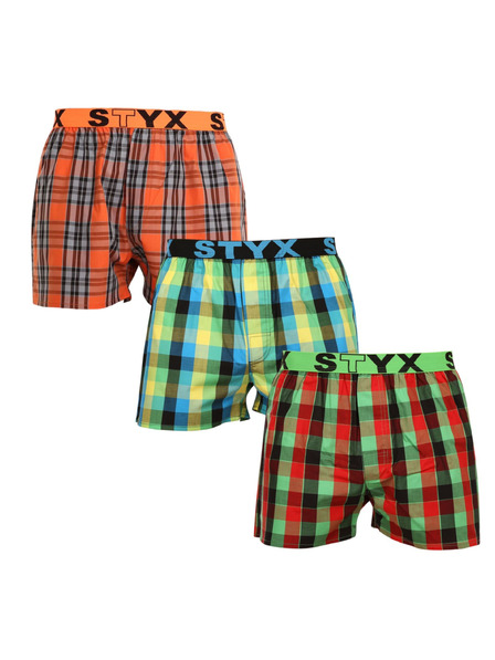 Styx Set de trei - pantaloni scurți bărbătești Styx bandă sportivă multicolori