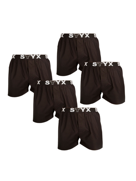 Styx Set de cinci - boxeri bărbătești Styx elastic sport negri