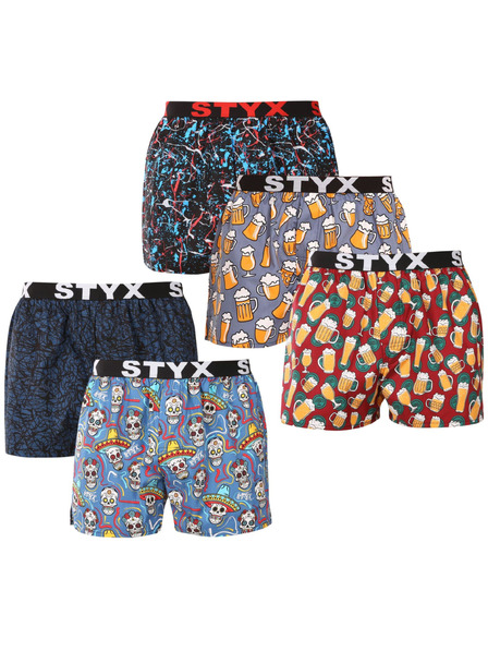 Styx Set de cinci - boxeri bărbătești Styx art elastic sport multicolori